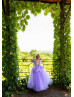 Cap Sleeves Lavender Satin Tulle Flower Girl Dress